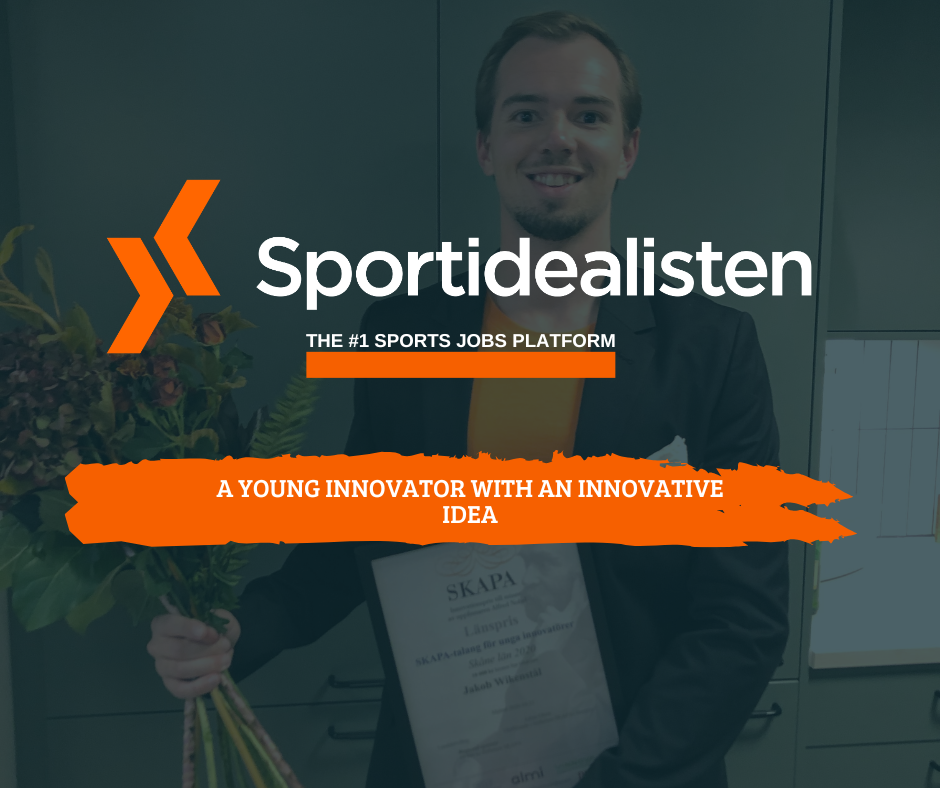 Jakob Wikenstaal, founder of Sportidealisten, receiving the SKAPA Talang award.