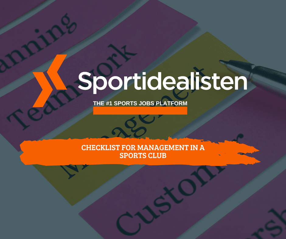 checklist for management in a sports club